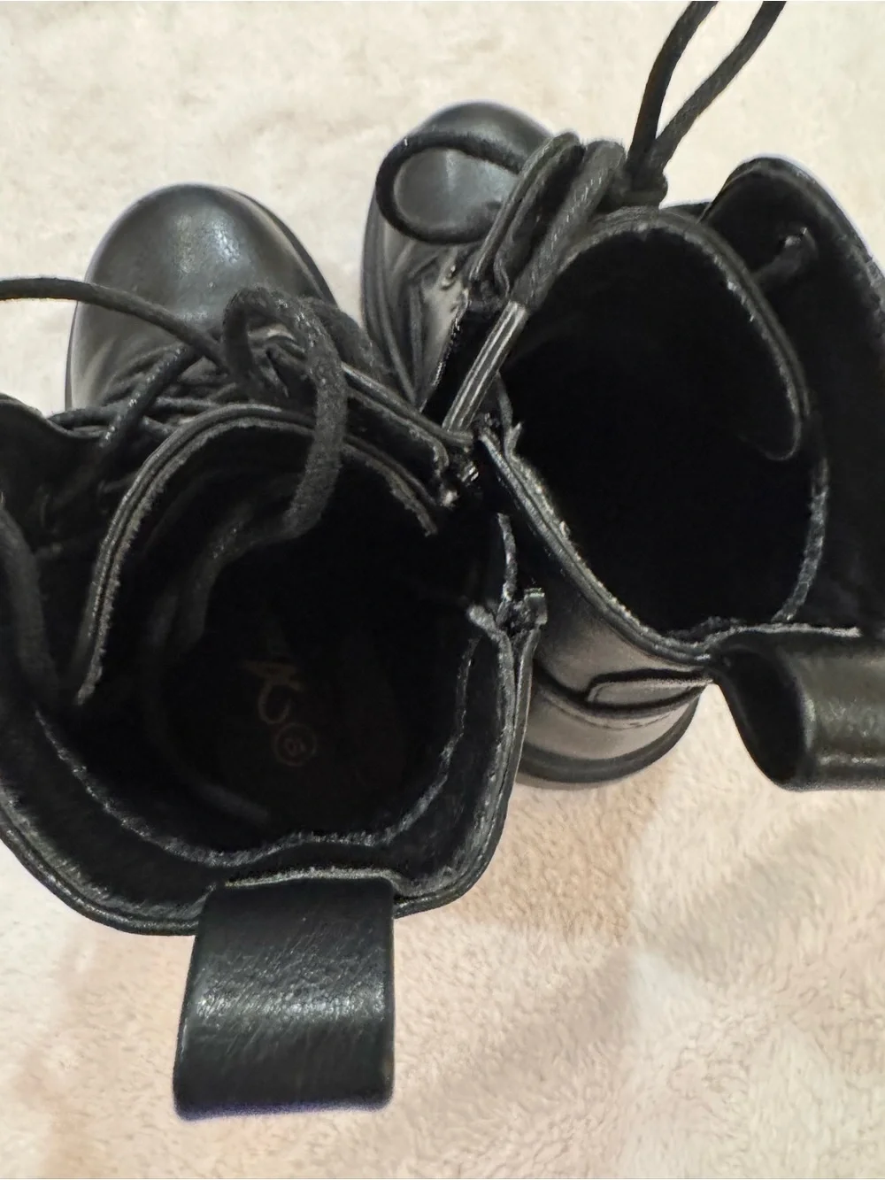 Kids Black Lace-Up Ankle Boots with Side Zip